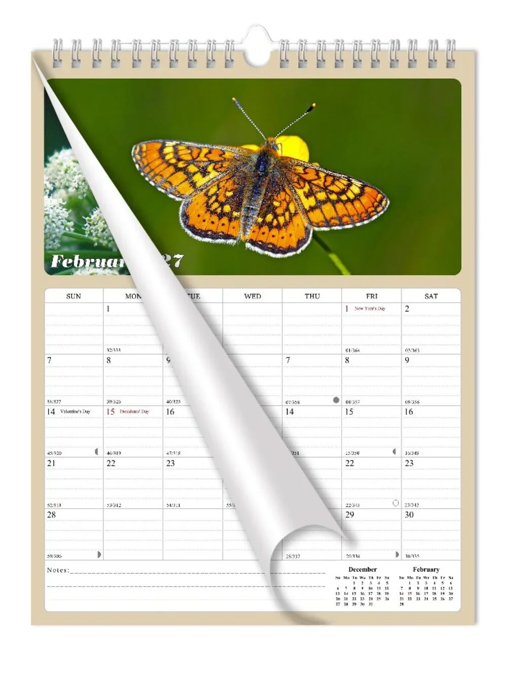 2027 Wall Calendar Spiral-bound Twin - 12 Months Planner 8.5
